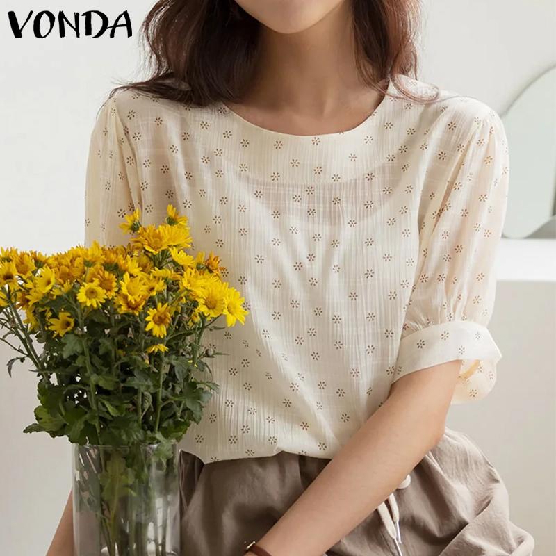 

VONDA Летние прозрачные цветочные повседневные женские топы с короткими рукавами