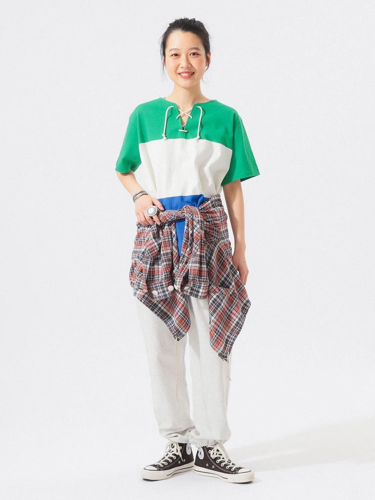 [BEAMS BOY] S/S TEE Wide Border Short Sleeve Women's GREEN ONE SIZE