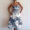 European & American Vacation Style Strapless Printed Dress