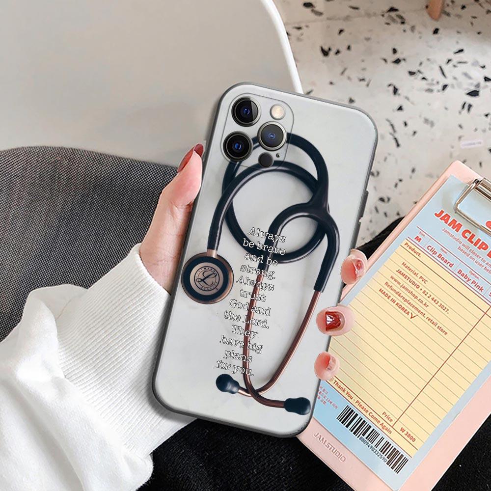 Nurse Medical Medicine Health Heart Stethoscope Phone Case for iPhone 15 14 Pro Max 8 Plus SE 2022 11 12 13 Pro Xs Mini X S Case