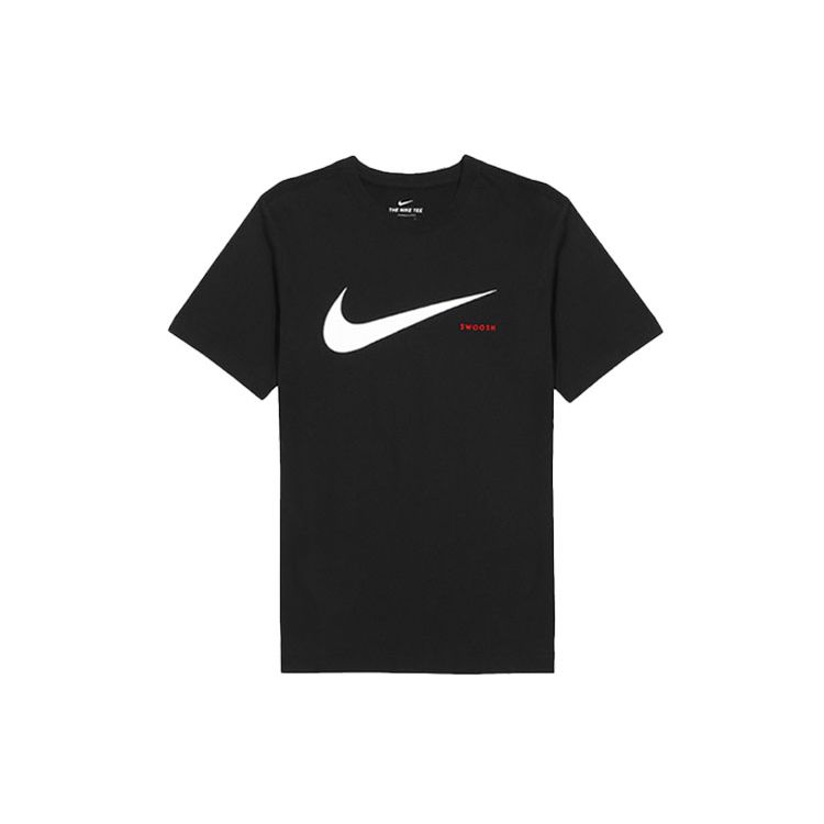 

Вязаная футболка с круглым вырезом и короткими рукавами Nike Swoosh Logo Print, черные мужские топы DB5858-010 M