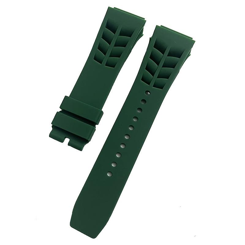 

М який силіконовий ремінець Для Richard Mille RM53/055/011/050 Чоловічий водонепроникний і стійкий до поту гумовий браслет 25 мм Аксесуари для годинників 25mm black buckle зелений