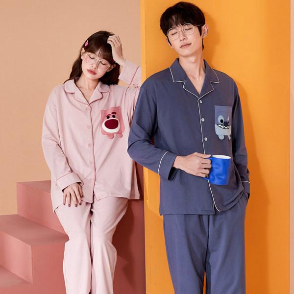 

Strawberry bear couple pajamas women s spring and autumn long-sleeved cute Stitch casual loungewear cotton suit Female m [recommended 40-50kg]
