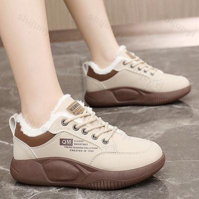 Winter  Thick Plush Warm Low Top Casual Single Shoes for Women Fashion Soft Sole Comfortable Fluffy Cotton Chunky Shoes