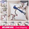Super Moale Peluș Moale Acuarelă Păsări Drăguțe Floare Mierlă Ciocănitoare Mierlă Aurie Vrabie Fructe Pernă Decorativă cu Ciucuri Față de Pernă