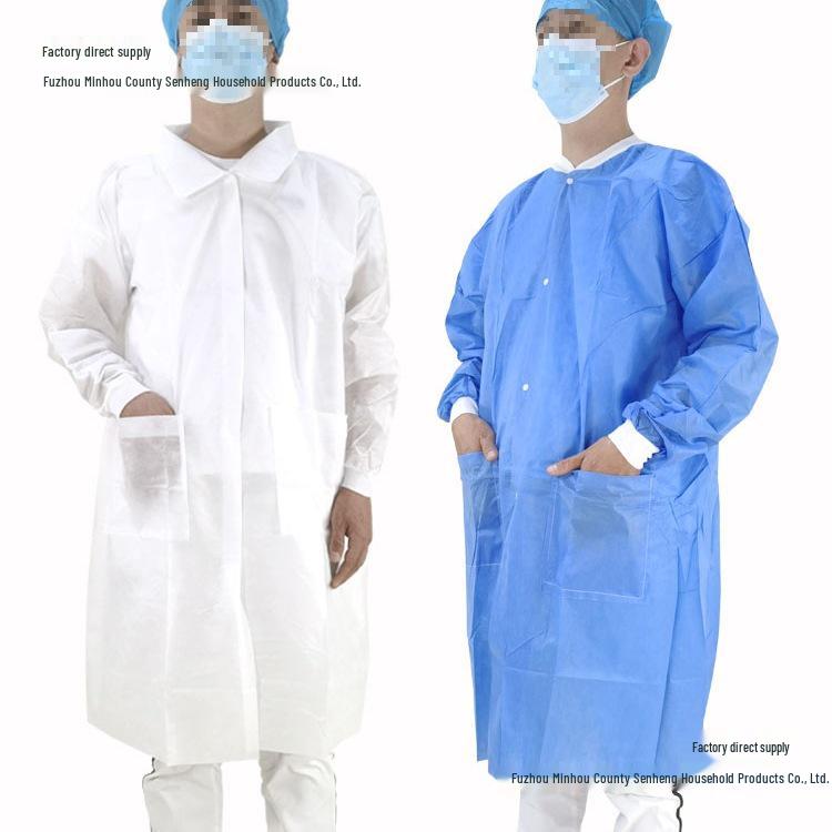 White Disposable Non-woven Lab Coat - Dustproof Isolation Suit for Food, Beauty, and Visitor Safety
