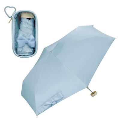 RIZZFUL Sonnenschirm Leicht UV-Schutz Geeignet für Sonne und Faltbar 47cm Klar Stilvoll und Herz-Schleife Wpc. Sonnenschirm, Aquamarin/Sax, 100% Blockierend, 100%