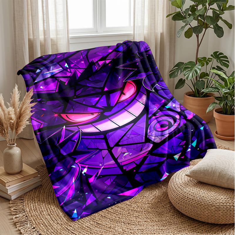 Gengar Printed Flannel Throw Blanket Soft Warm Lightweight All Season Blanket for Sofa Bed Camping Home Decor Holiday Gift