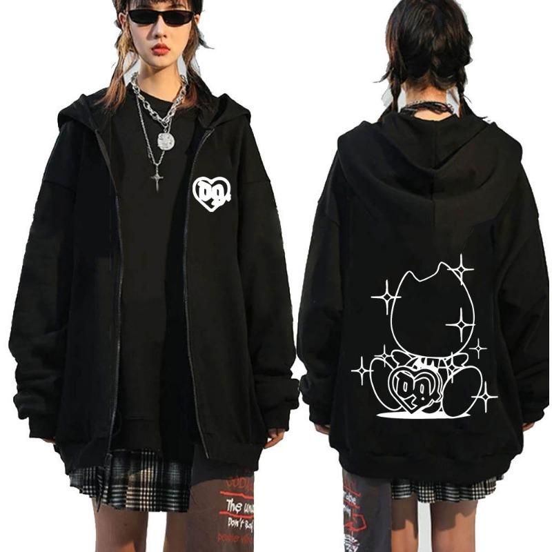 Švédský rapper Bladee Drain Gang Logo Mikina s kapucí Pánské Ležérní Nadměrná mikina na zip Streetwear Módní Vintage bundy