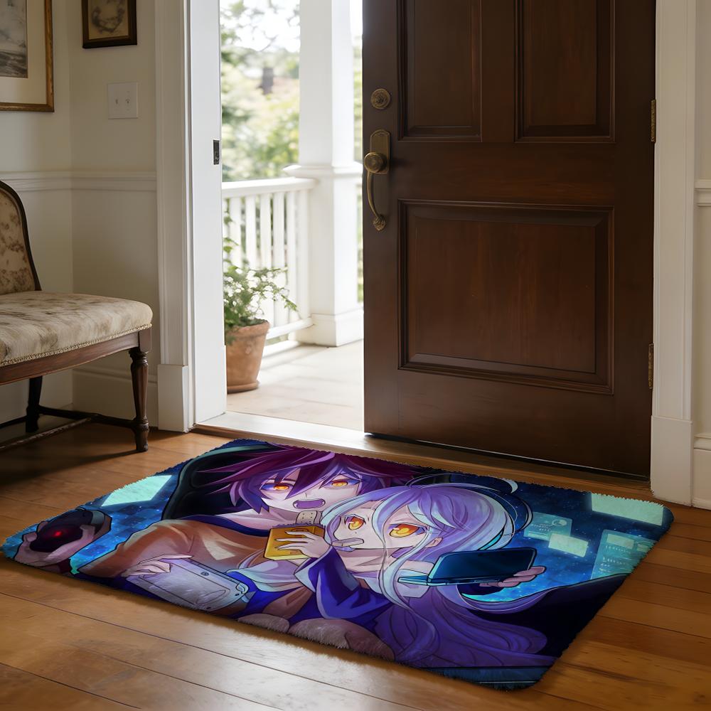 No Game No Life Anime Floor Mat Soft Flannel Absorbent Mat Non-Slip Rug Home Bedroom Bathroom