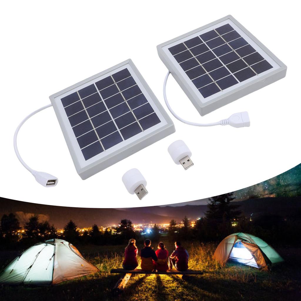 2pcs Monocrystalline Solar Panel USB Solar Panel r 5W Portable Light Bulb for Camping Hiking Tent Outdoor