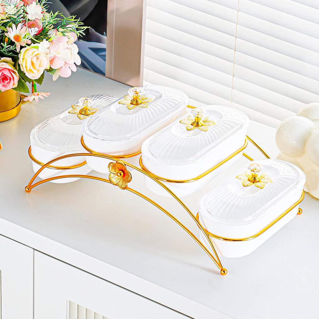Elegant Compartmentalized Fruit & Snack Display Plate for Living Room & Tea Time
