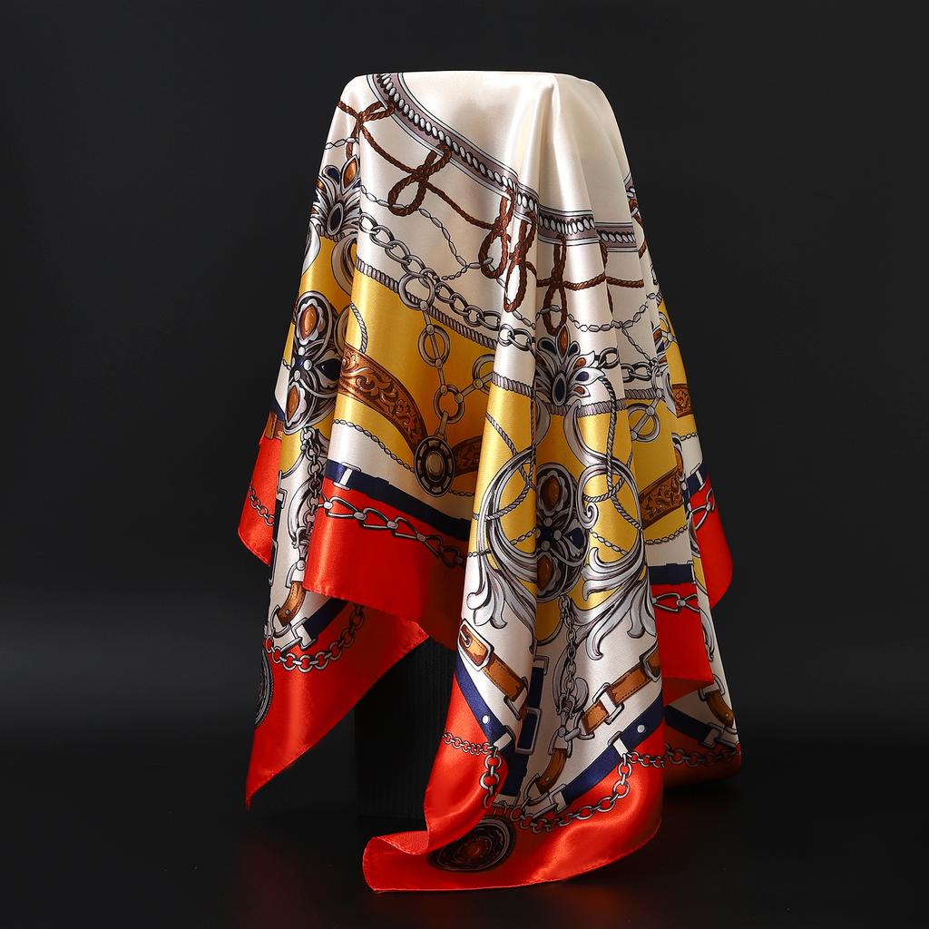 Europe America Kerchief Four Seasons Popular Silk Scarves Luxury Style Sunscreen Square Shawls New Fashion 90X90CM Headcloth