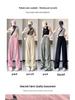 Women's Small Straight Leg Work Pants - Summer Ice Silk, Designer-Style, Elastic High Waist, Wide Leg, Floor-length