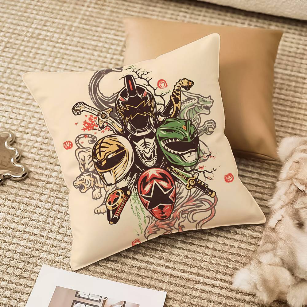 

Mighty Morphin Power Rangers Pillow Case Anti-dustmite Invisible Zipper Sofa Bed 12x12Inch