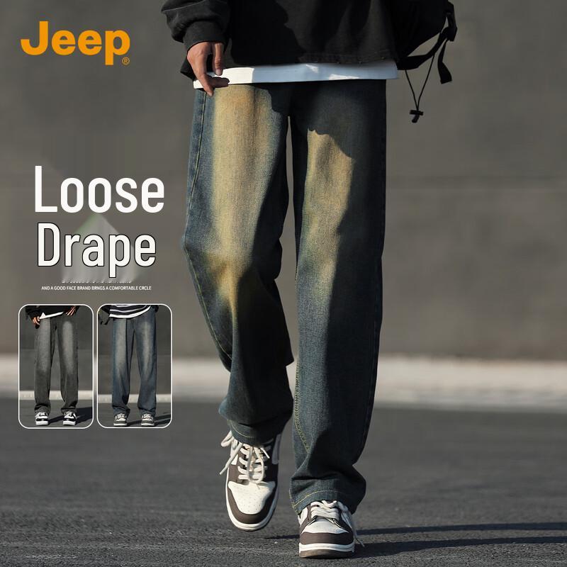 JEEP Men's Retro Loose Straight Leg Jeans