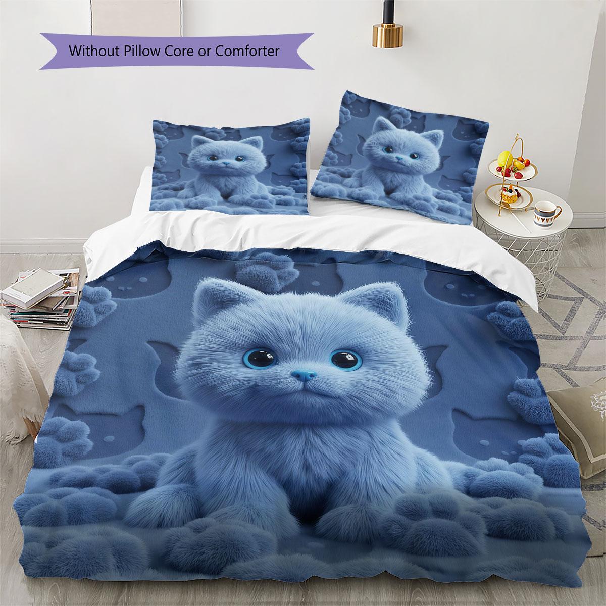 

Furryanimals Pattern Bedding Quilt Set Quilt Cover Pillowcase Home Decoration Birthday Gift (1 * duvet cover + 2 * pillowcase, without core) 135x200cm