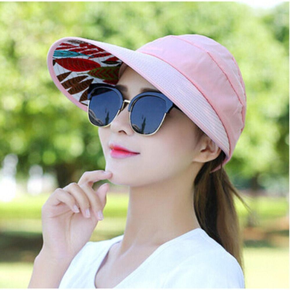 Foldable Sun Hat Fashion Wide Brim Anti-UV Beach Cap Golf Cap Casual Hats Summer