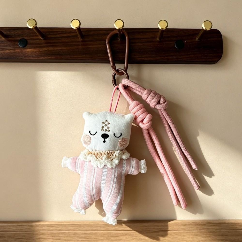 Soft Texture Cloth Animal Keychain Cotton Backpack Charm Vintage Plush Pendant Student