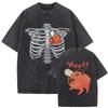 Tricou Vintage Spălat cu Lanțuri Anime Desen Animat Denji Pochita Schelet Grafică Amuzantă Tricou Bărbați Femei Casual Tricou Vară