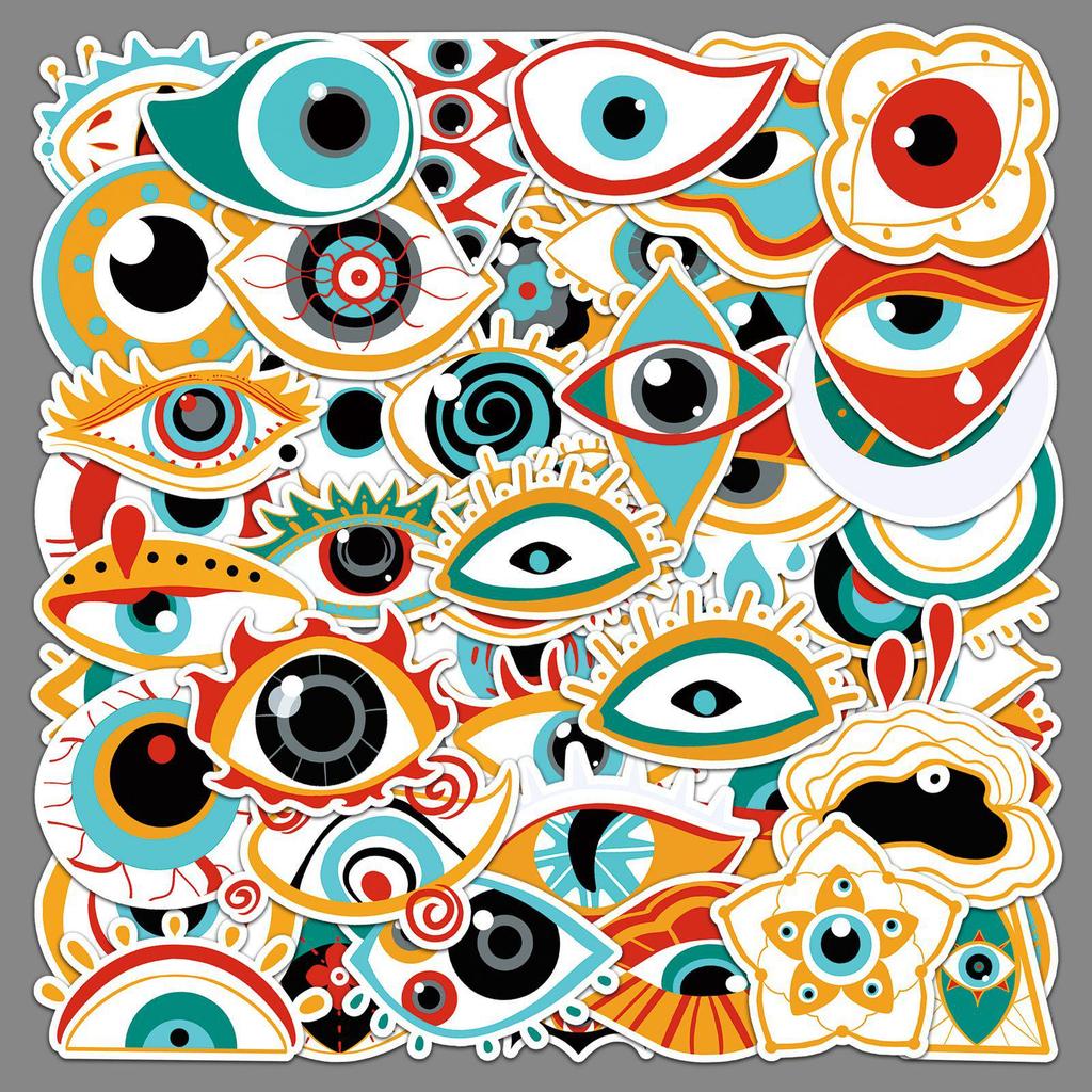 50-Piece Horror Demon Eye Halloween Waterproof Sticker Set for Notebooks