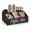 Multi Functional Coffee Accessories Storage Box Natural Wood Teas Condiment Organizer with Multiple Compartments