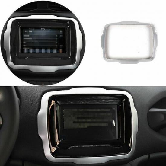 ABS Silver Console Navigation Panel Frame Inner Trim For Jeep Renegade 2018-