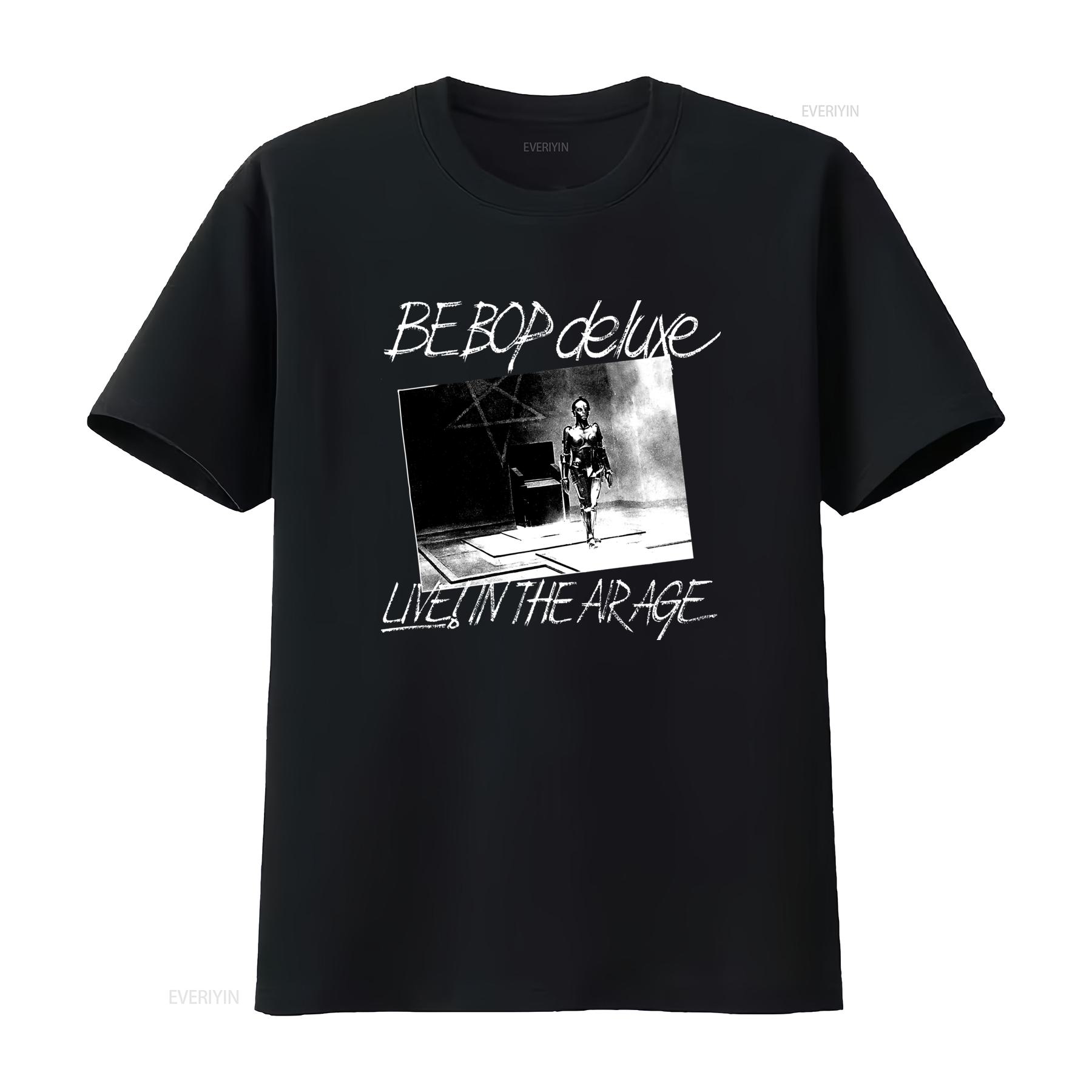 

Retro Be Bop Deluxe Band Heavy Cotton Black T Shirt Live in the Arage Design for vintage Washed graphic fashion 4XL