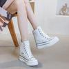Platform Canvas Women's Shoes Spring 2025 New 13CM Invisible Inner Height Increase High-top Muffin Shoes Casual Versatile Tide