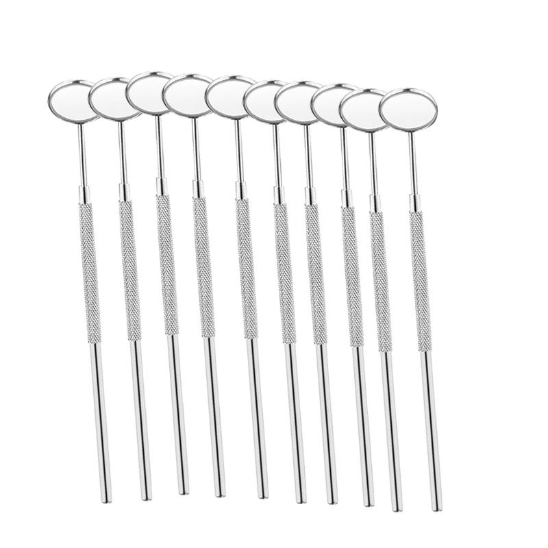 Dental Mirror Stainless Steel Mouth Mirror with Handle Dental Hygiene Instrument Dental Pick Dentist Prepare Tool Lab
