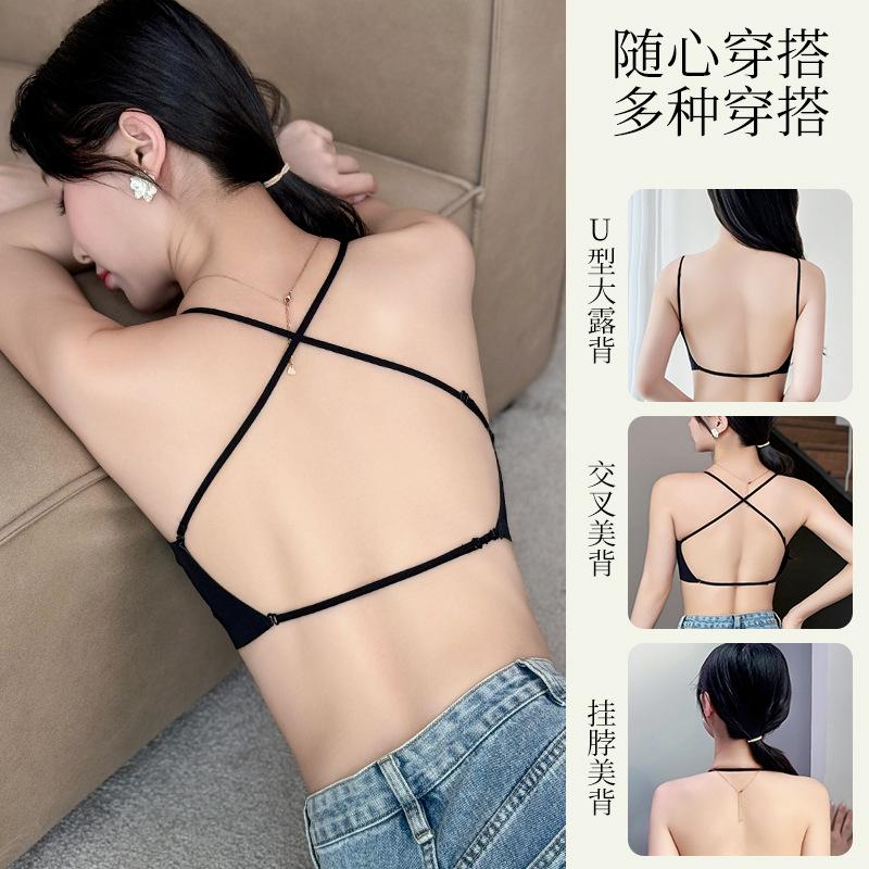 Ultra-thin beautiful back breathable rabbit ears heart-shaped steel-free half cup bra cover new big backless