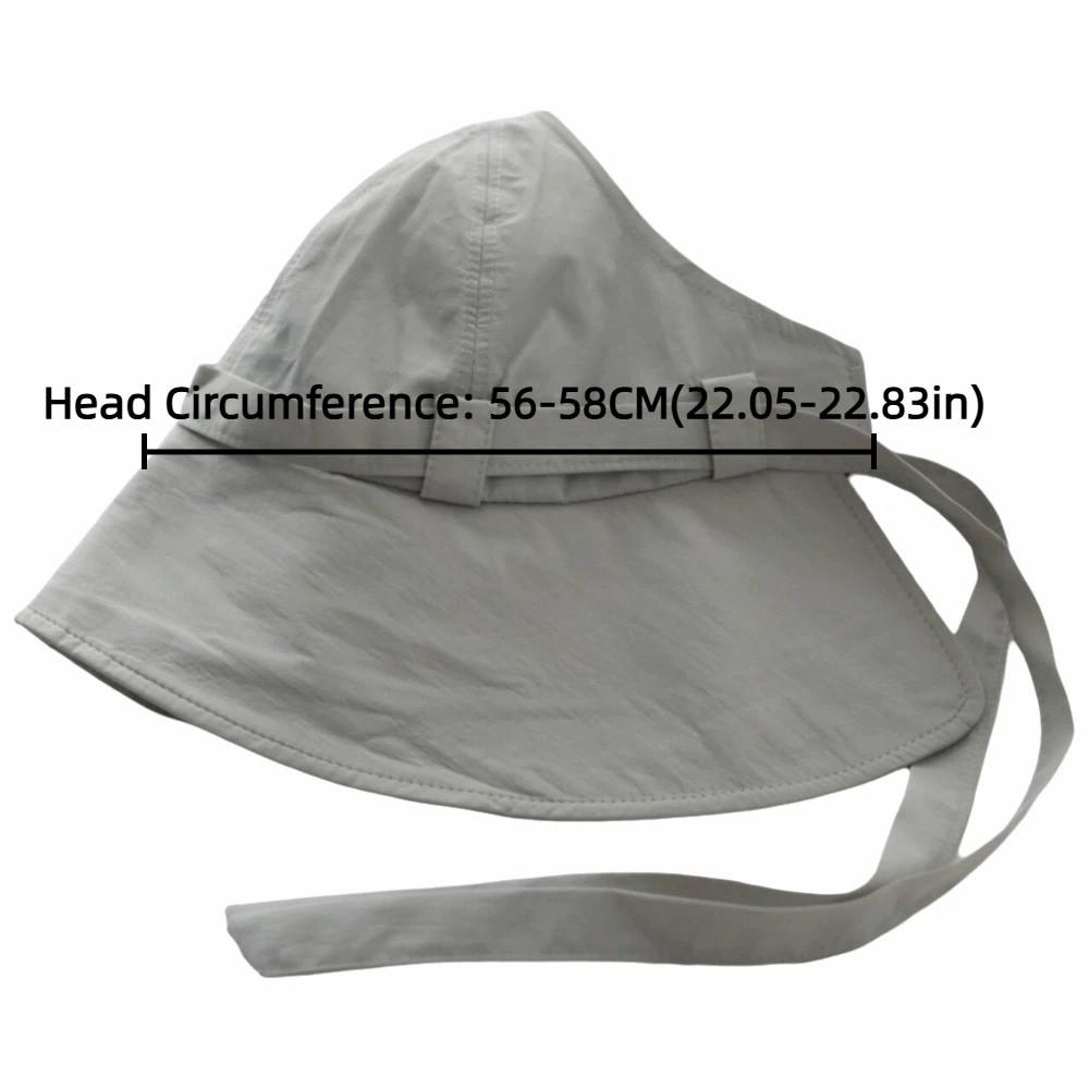 Lightweight Large-brim Bucket Hat Bow Can Tie Hair Sunshade Fisherman Hat UV Protection Half-Open Top Sun-protection Hat