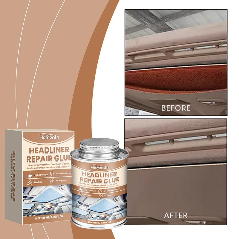 Dachhimmel-Reparaturkleber 125 ml, flexibler Autodachhimmel-Kleber, transparenter Polsterkleber für Autos, mit Pinsel, geeignet für Automobile