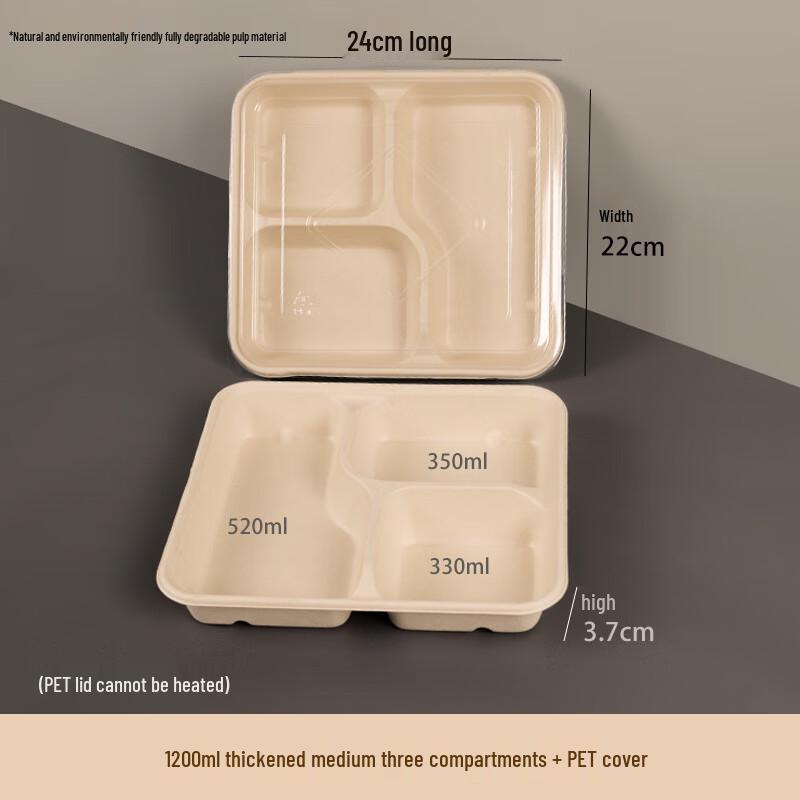 Disposable 3-Compartment Paper Meal Box