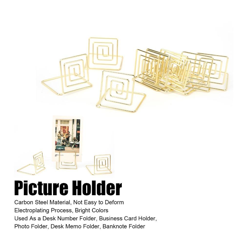 10Pcs Square Table Number Holders Metal Material Picture Holder Elegant Card Stand  Desktop Display