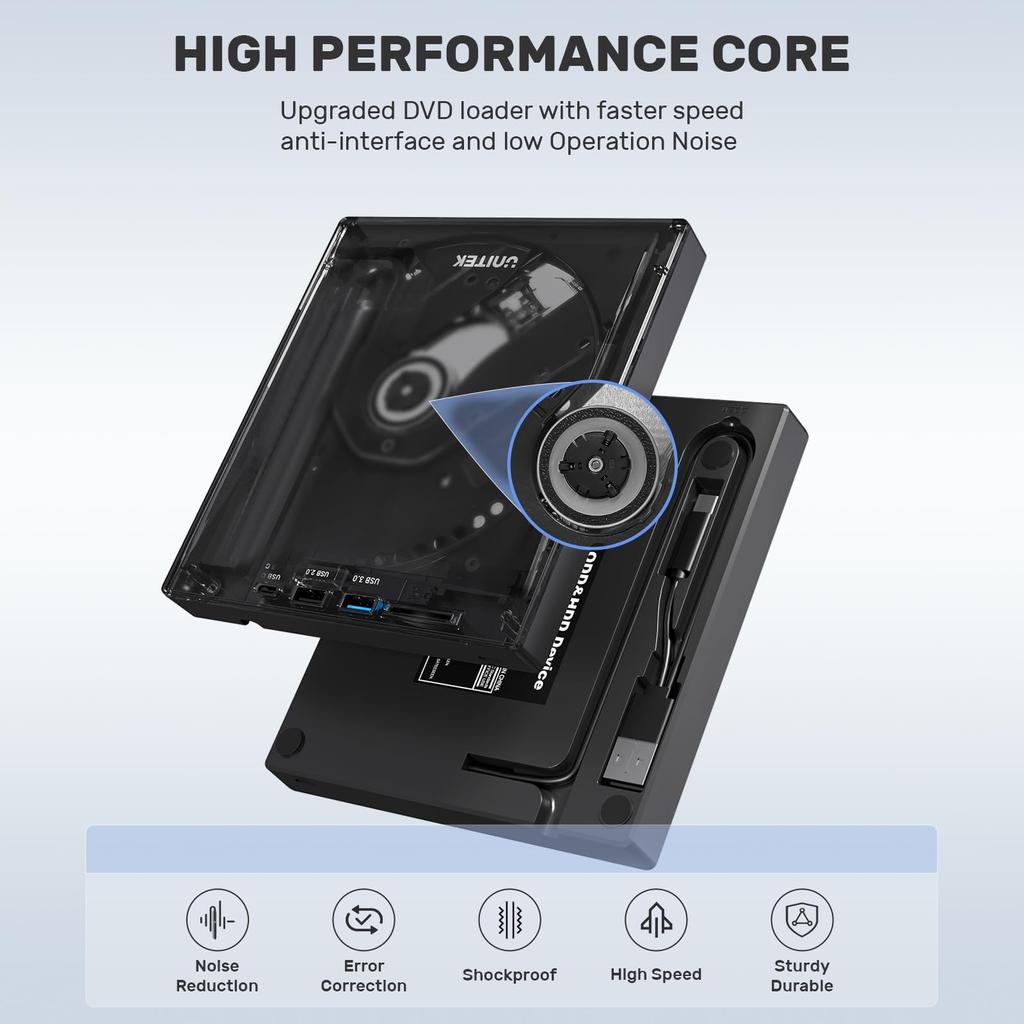 Unitek Light Beleuchtete Verbesserte Version Spielekonsolen-Typ Multifunktionales Externes Laufwerk Ausgestattet mit USB-Hub-Funktion mit USB-C-Anschluss Tragbar