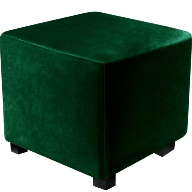 Housse de chaise carrée tout compris, housse de repose-pieds en velours élastique, protection à 360 degrés, housse de pouf pour salon