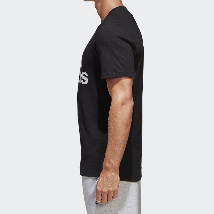 Adidas Logo Print Sports Crew Neck Short Sleeve T-Shirt Men Tops Black CD4864