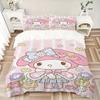 3pcs My Melody's Floral Fantasy Printed Duvet Cover Set (1 * Cover+2 * Pillowcase, Without Core), Suitable for Home Bedroom, Guest Room, Dormitor
