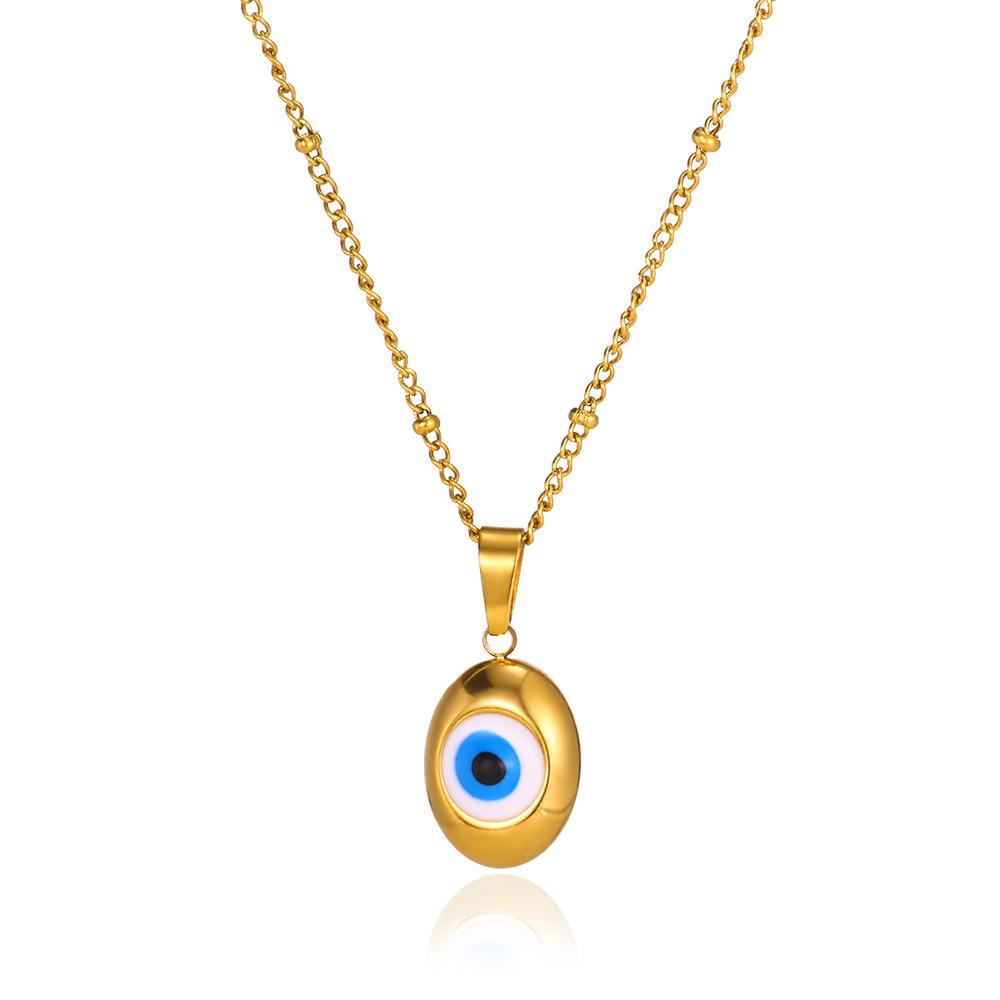 Teufelsauge Anhänger Halskette für Damen Herren Charm Blaue Augen Halsketten Perlenkette Goldfarbe Edelstahl Choker Schmuck BFF Geschenk
