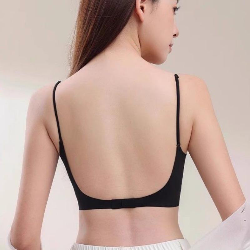 Women Comfortable Seamless Backless Push Up Gathering Wireless Bra