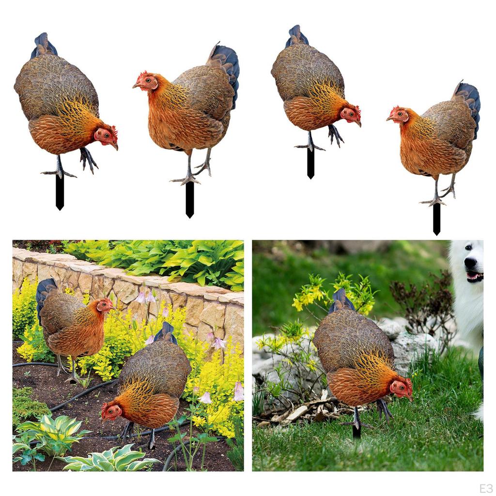 Animal Statue Stakes Realistic Chicken Sculpture Rooster Stake Garden for Lawn Yard