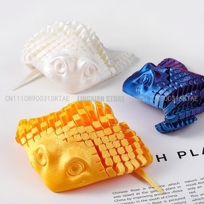 14Cm 3D Printed Manta Ray Q-Version Flexible Toy Cute Marine Creature Creative Style Adult Stress Relief Desktop Decoration
