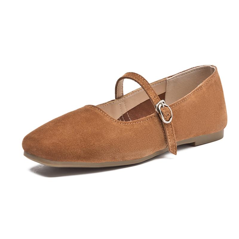 

Fashion AIYUQI Mary Jane Shoes Women Flat 2025 Spring Shoes Female Genuine Leather Square Head Non-slip Large Size Ballet Shoes Women 35 хаки