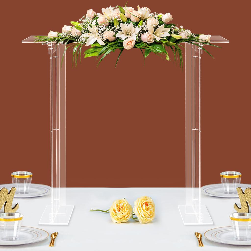 40 In High Clear Acrylic Rectangular Flower Stand, Modern Wedding Centerpiece Display, Long Tabletop Floral Riser, Plant Holder