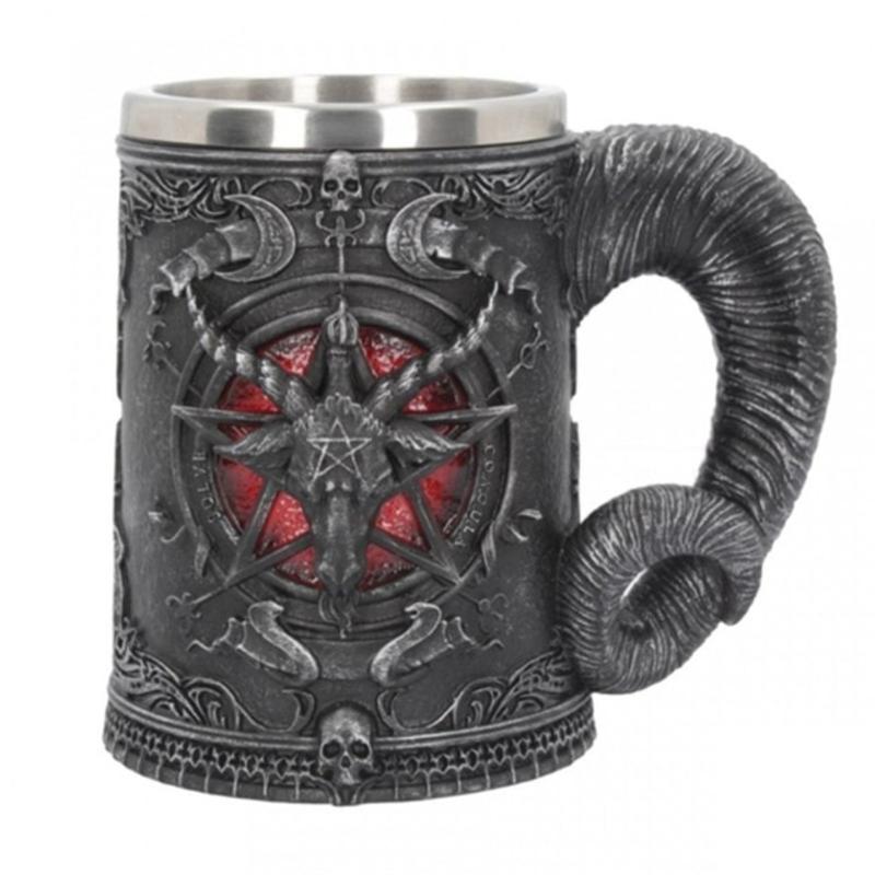 Pentagramm Horn Edelstahl Bierkrug 3D Krug Kaffee Bierkrug Getränke Mystisch Magisch Fächer Geschenk