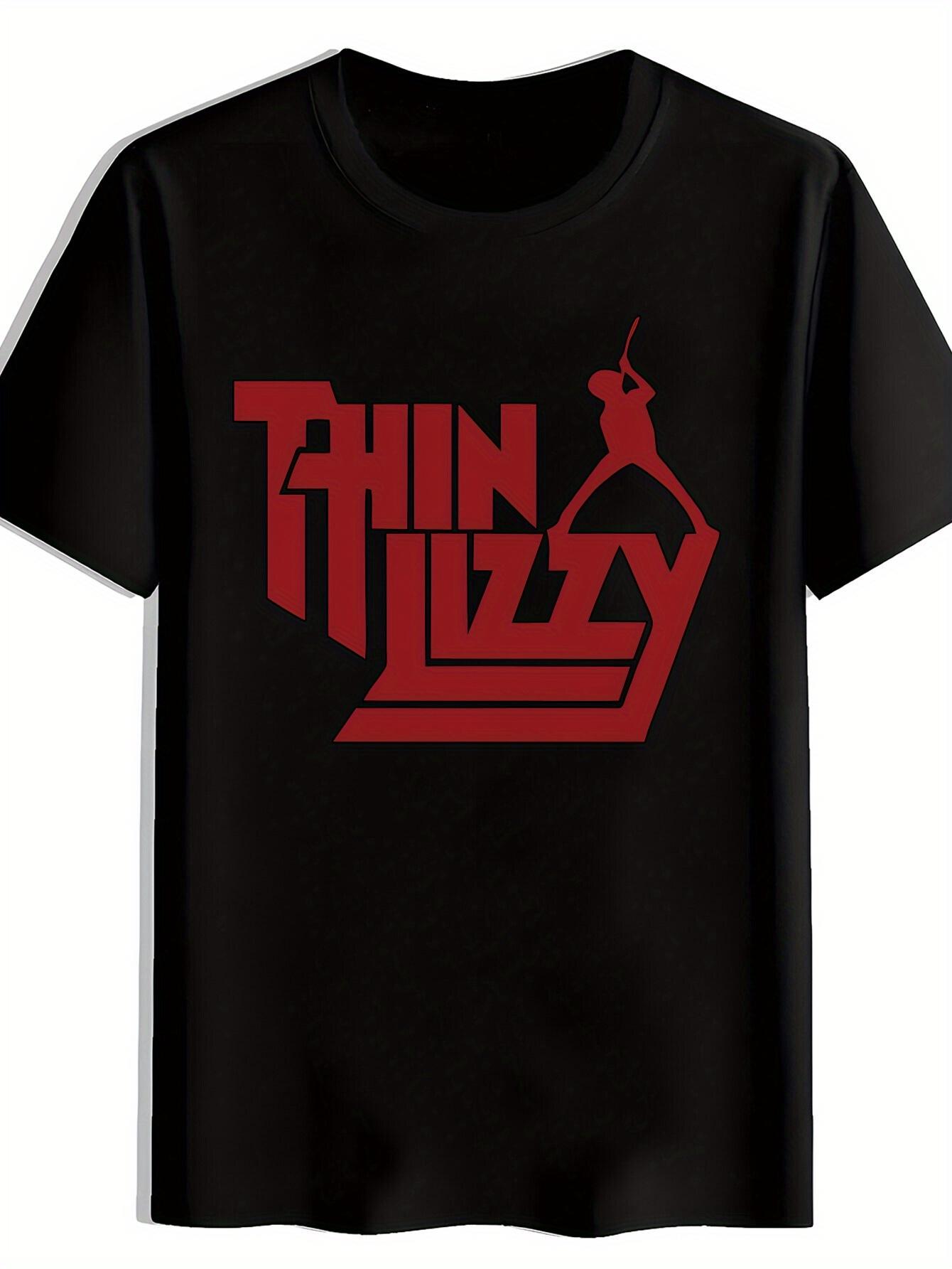 

[Thin Lizzy Rock Band T Shirt] Vintage Rock Band Graphic T-shirt - Thin Lizzy Design with Guitarist Silhouette S