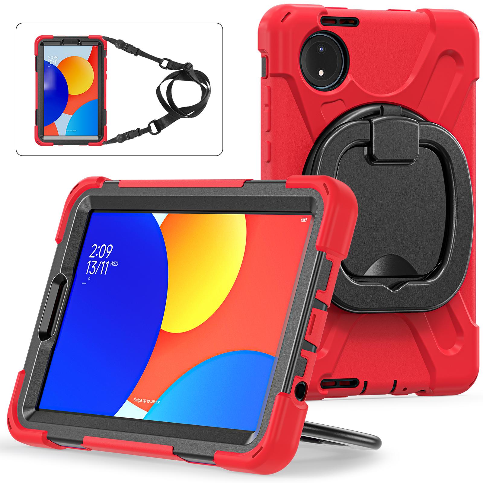 

360 Rotating Kids Case For Xiaomi Redmi Pad SE 8.7 4G 2024 WiFi 8.7 inch Heavy Duty Stand Cover With Handle Grip Shoulder Strap Redmi Pad SE8.7 2024 красный