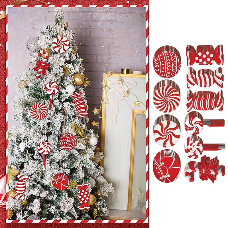 

Candy Christmas Ornaments 30 Piece Lollipop Cane Wooden Hangable Fake Christmas Peppermint Decor For Holiday Wall Mantel Home CN