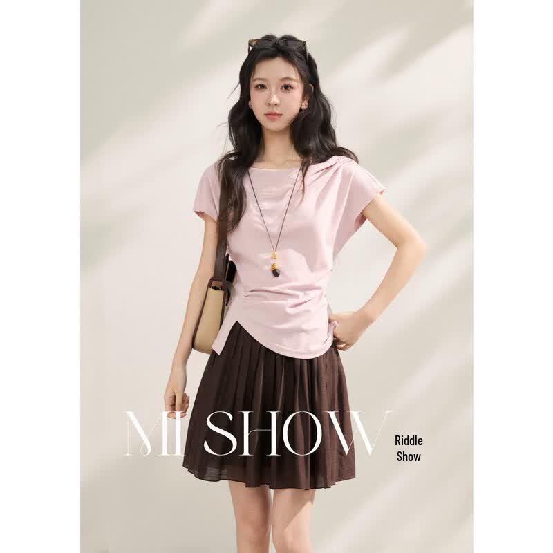 

Miexu Retro Linen Blend Waist-Cinching T-Shirt M